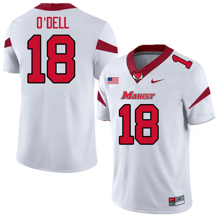 Marist Red Foxes #18 Will O'Dell College Football Jerseys,Uniforms-White
